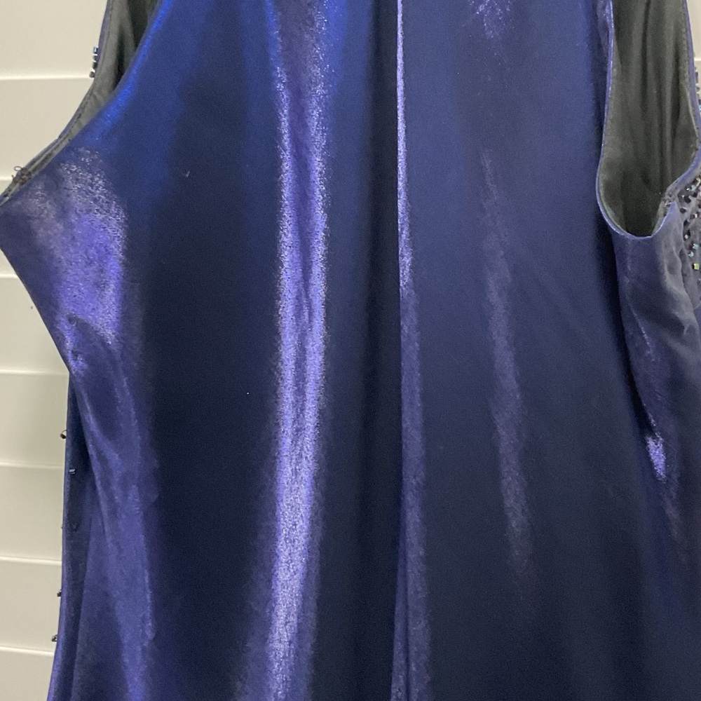 90’s Cachet deep purple iridescent Beaded V-Neck Evening Gown - Picture 5 of 9
